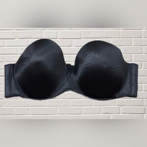 Cacique 44DD Black Strapless Underwire Bra Supportive Smoothing
